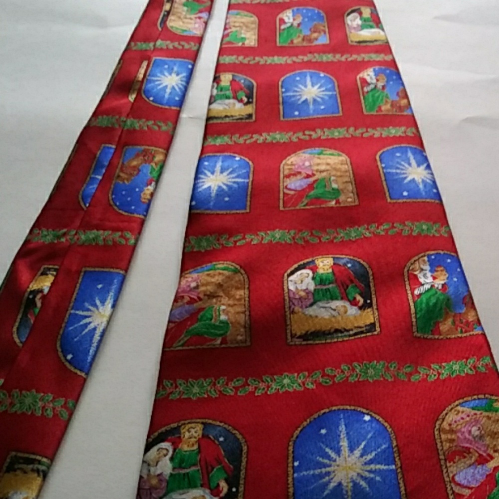 Inspirations Christmas tie with Jesus in manger